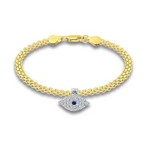 Giani Bernini CZ Evil Eye Bismark Chain Bracelet 7.25" Gold-Plated NWOT